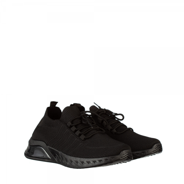 Ανδρικά αθλητικά παπούτσια μαύρα από ύφασμα Brock - Kalapod.gr